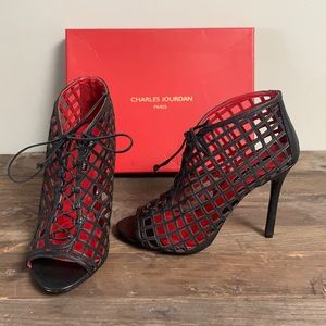 Charles Jourdan Peep Toe Lace Up Heels